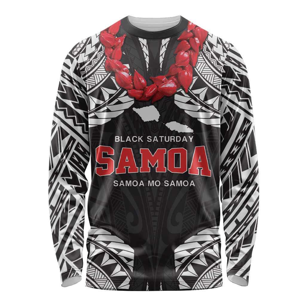 Samoa Black Saturday Long Sleeve Shirt Samoa mo Samoa with Black Ula Fala