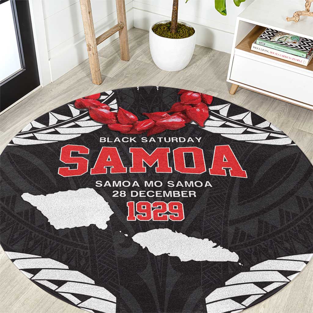 Samoa Black Saturday Round Carpet Samoa mo Samoa with Black Ula Fala