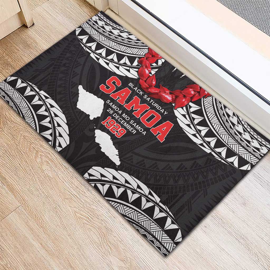 Samoa Black Saturday Rubber Doormat Samoa mo Samoa with Black Ula Fala