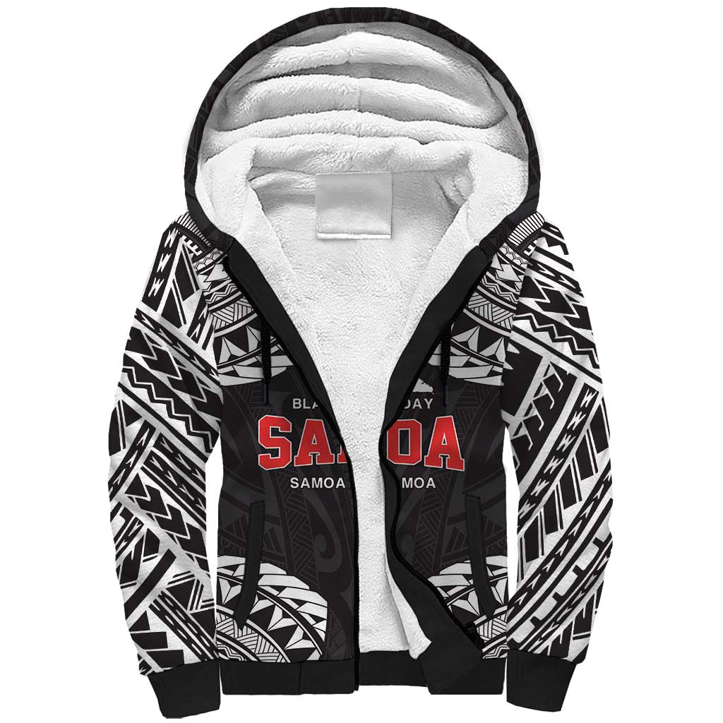 Samoa Black Saturday Sherpa Hoodie Samoa mo Samoa with Black Ula Fala