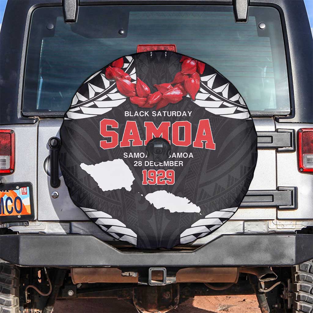 Samoa Black Saturday Spare Tire Cover Samoa mo Samoa with Black Ula Fala