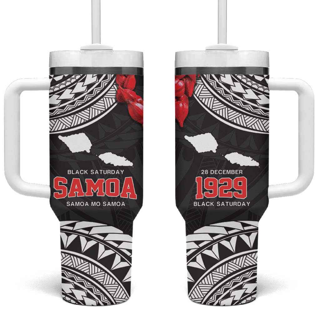 Samoa Black Saturday Tumbler With Handle Samoa mo Samoa with Black Ula Fala