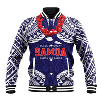 Samoa Black Saturday Baseball Jacket Samoa mo Samoa with Blue Ula Fala