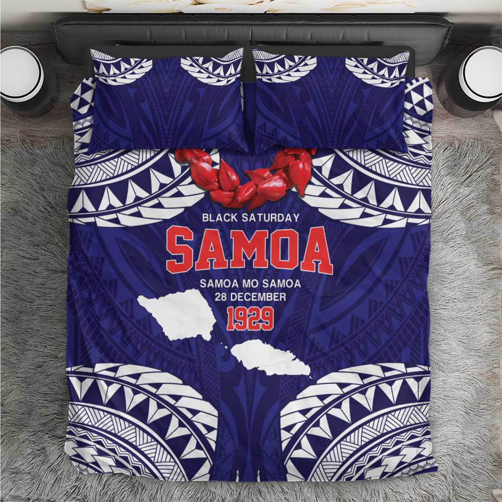 Samoa Black Saturday Bedding Set Samoa mo Samoa with Blue Ula Fala