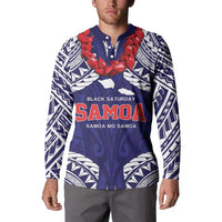 Samoa Black Saturday Button Sweatshirt Samoa mo Samoa with Blue Ula Fala