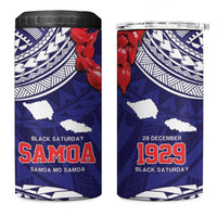 Samoa Black Saturday 4 in 1 Can Cooler Tumbler Samoa mo Samoa with Blue Ula Fala