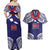 Samoa Black Saturday Couples Matching Off Shoulder Maxi Dress and Hawaiian Shirt Samoa mo Samoa with Blue Ula Fala