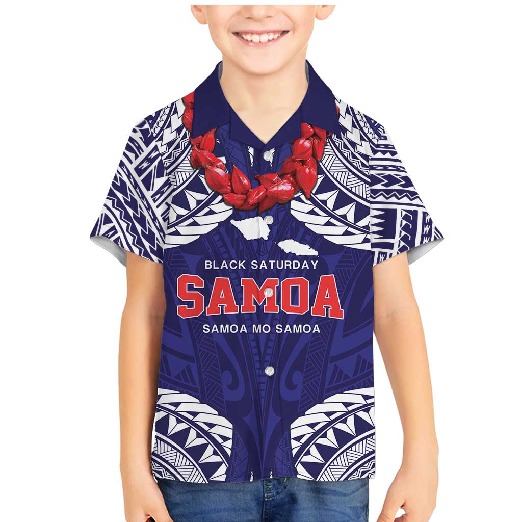 Samoa Black Saturday Family Matching Mermaid Dress and Hawaiian Shirt Samoa mo Samoa with Blue Ula Fala