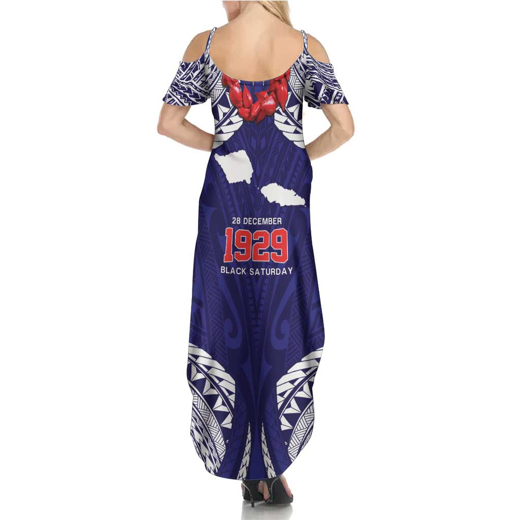 Samoa Black Saturday Family Matching Summer Maxi Dress and Hawaiian Shirt Samoa mo Samoa with Blue Ula Fala