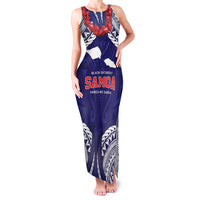 Samoa Black Saturday Family Matching Tank Maxi Dress and Hawaiian Shirt Samoa mo Samoa with Blue Ula Fala
