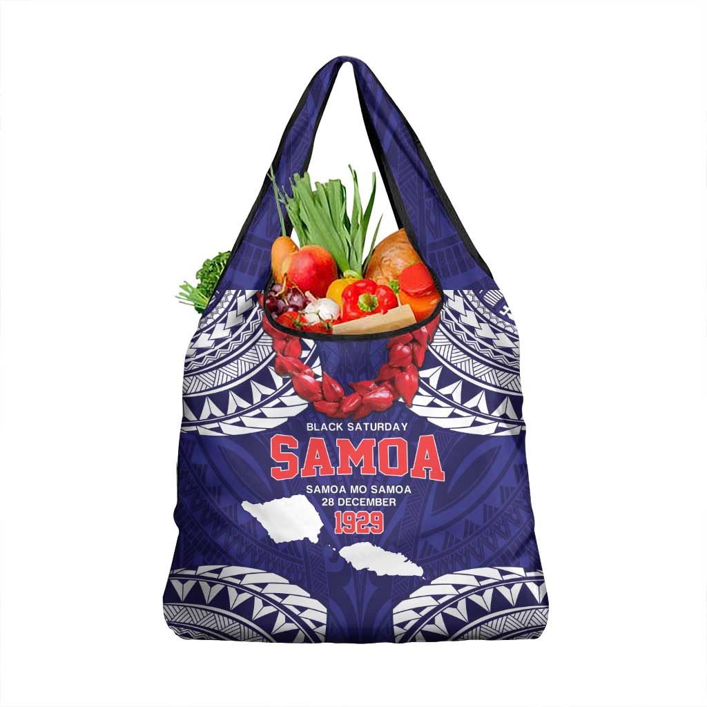 Samoa Black Saturday Grocery Bag Samoa mo Samoa with Blue Ula Fala