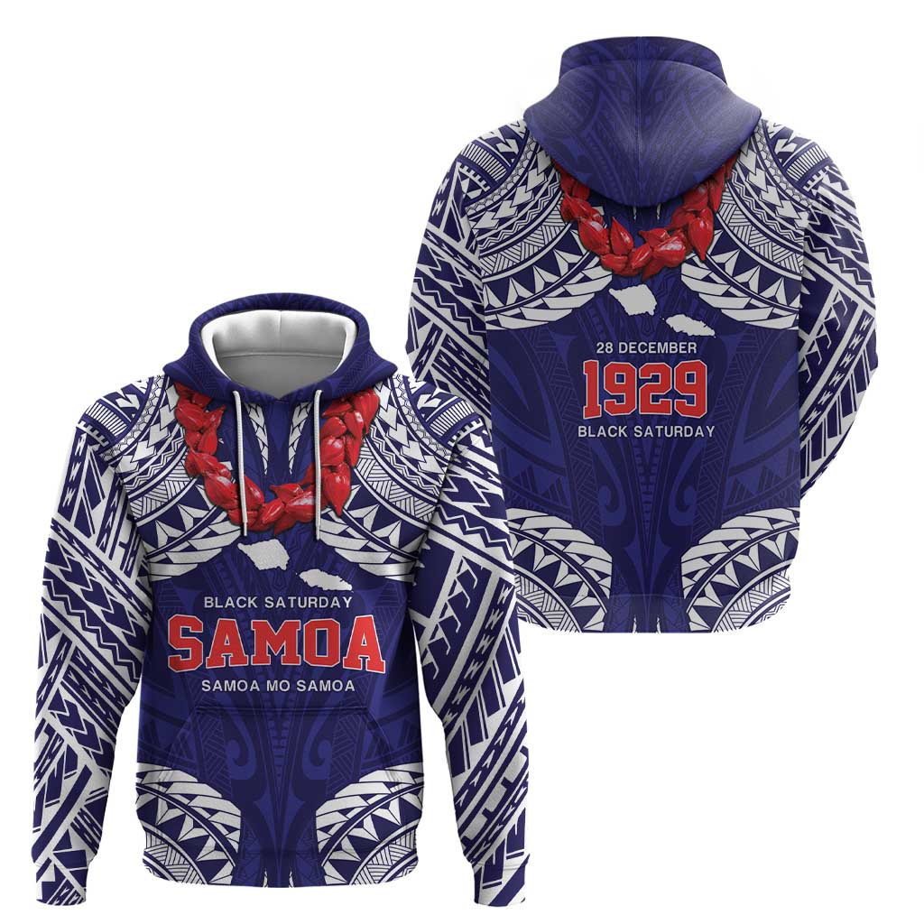 Samoa Black Saturday Hoodie Samoa mo Samoa with Blue Ula Fala