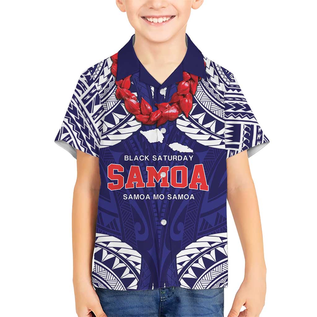 Samoa Black Saturday Kid Hawaiian Shirt Samoa mo Samoa with Blue Ula Fala