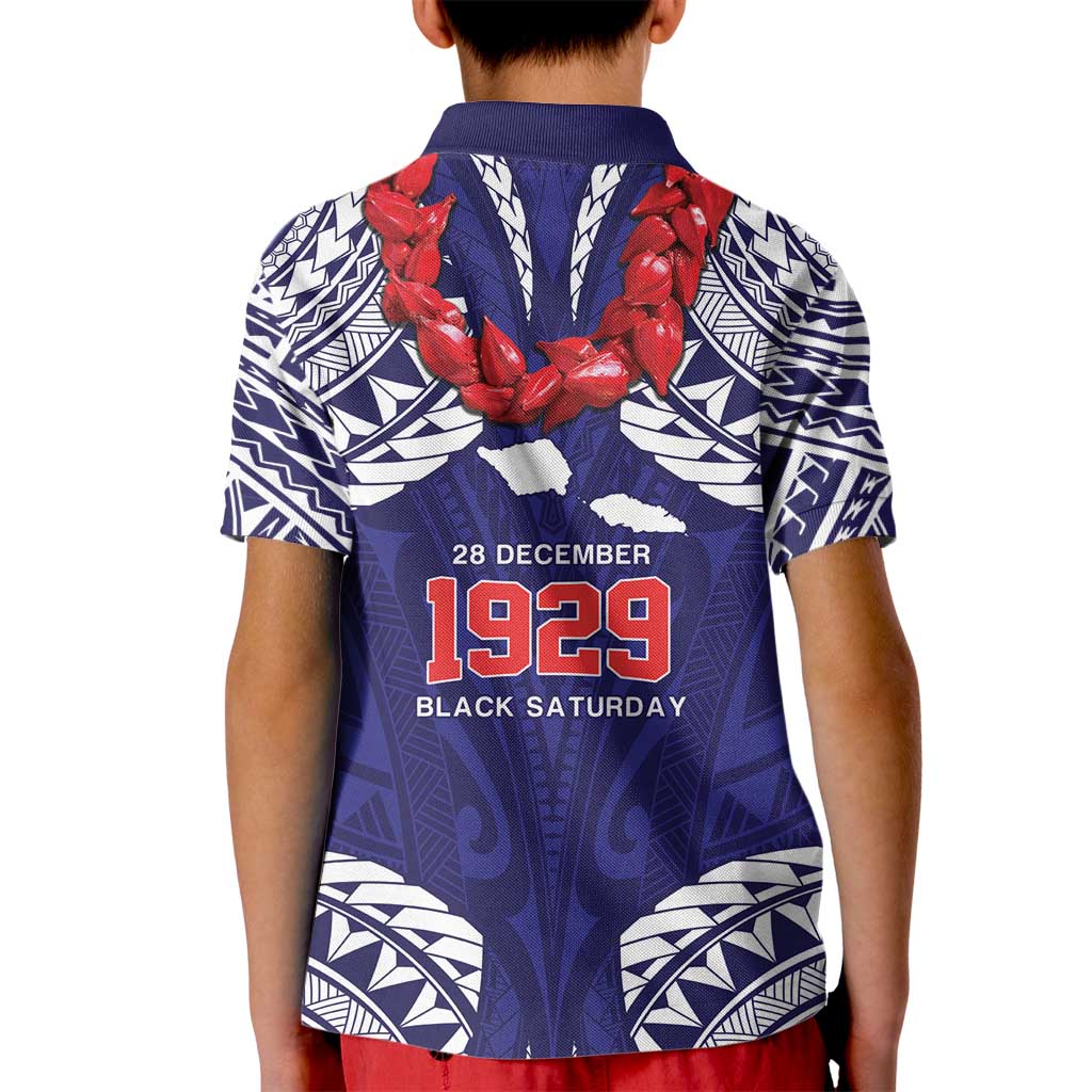 Samoa Black Saturday Kid Polo Shirt Samoa mo Samoa with Blue Ula Fala