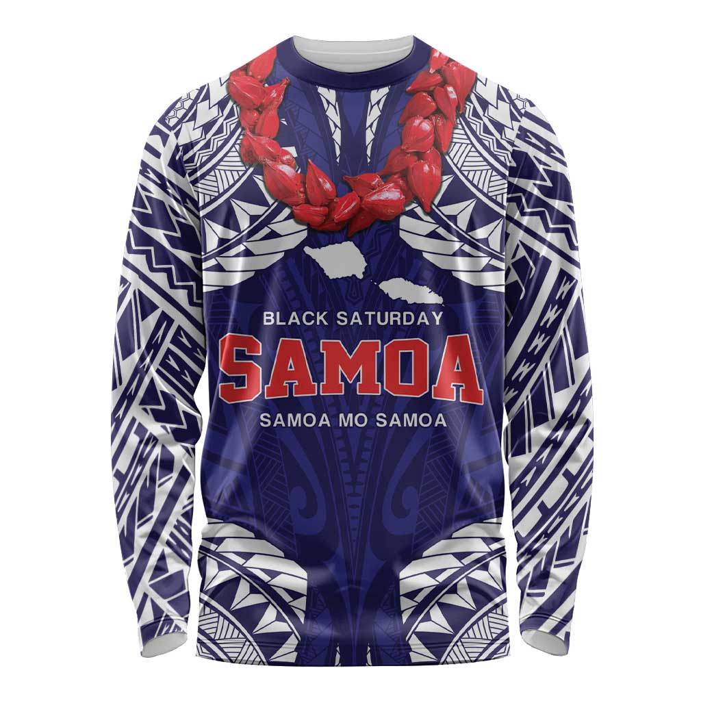 Samoa Black Saturday Long Sleeve Shirt Samoa mo Samoa with Blue Ula Fala