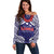 Samoa Black Saturday Off Shoulder Sweater Samoa mo Samoa with Blue Ula Fala