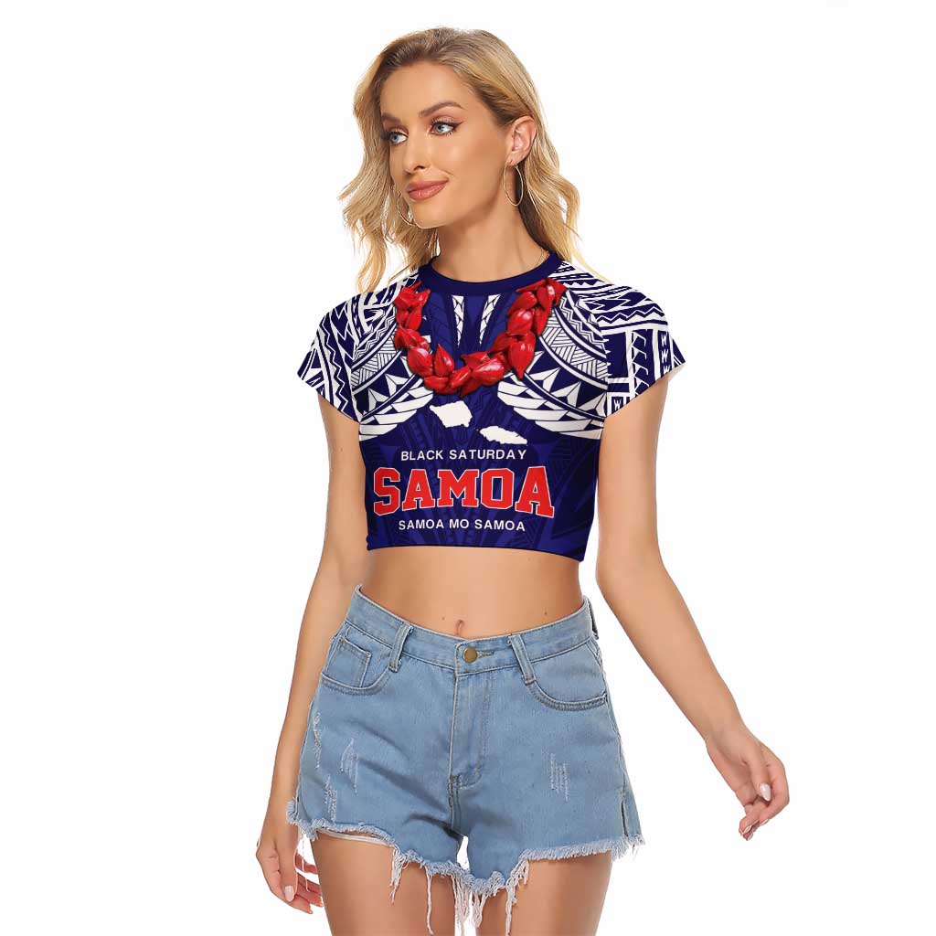Samoa Black Saturday Raglan Cropped T Shirt Samoa mo Samoa with Blue Ula Fala