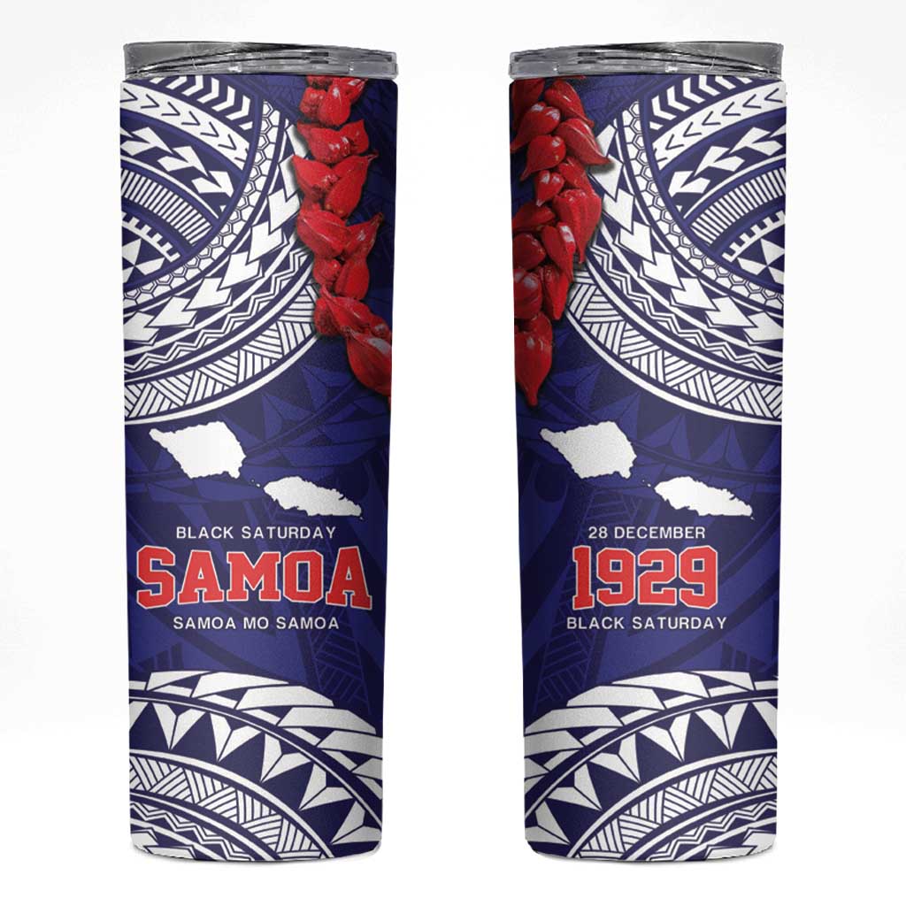 Samoa Black Saturday Skinny Tumbler Samoa mo Samoa with Blue Ula Fala