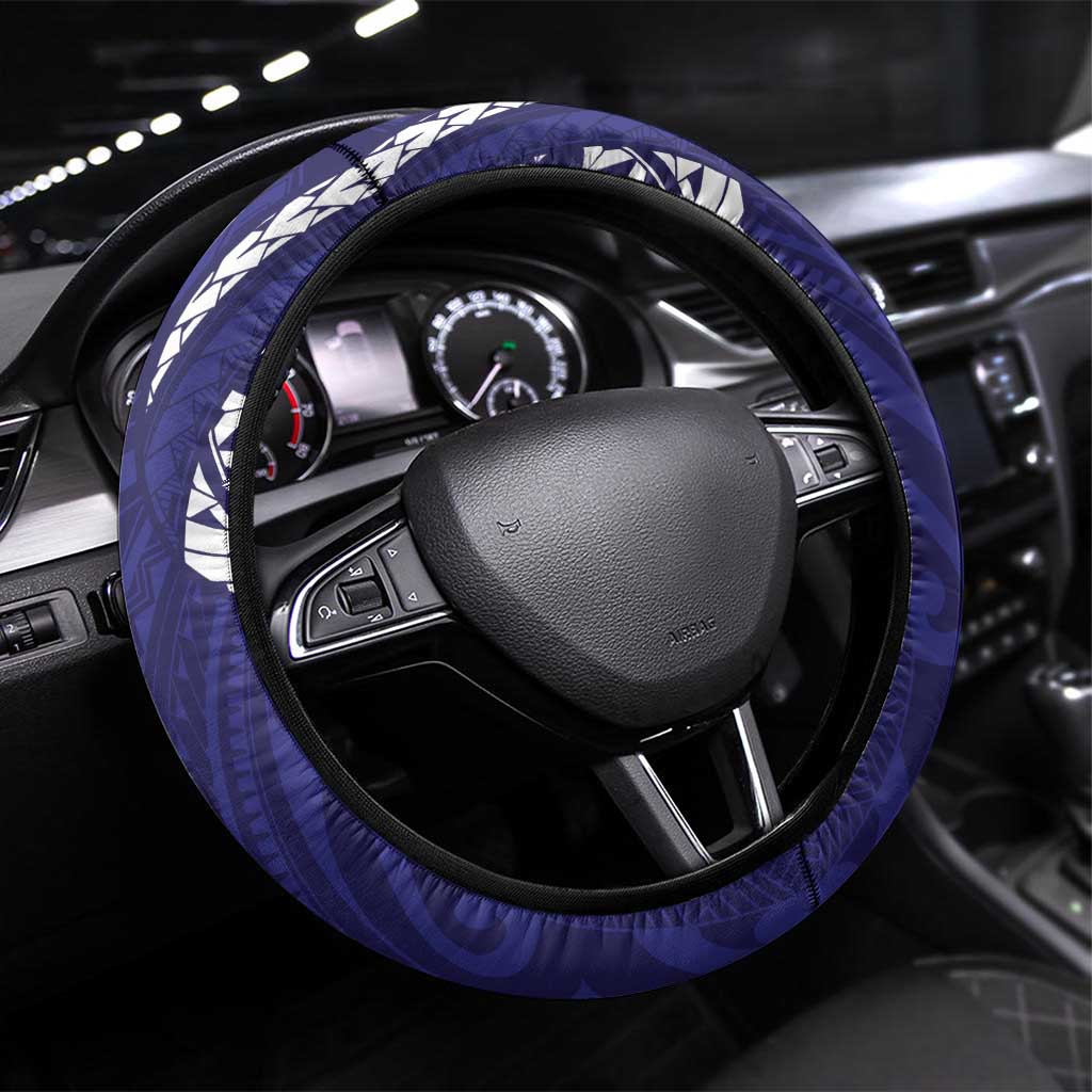 Samoa Black Saturday Steering Wheel Cover Samoa mo Samoa with Blue Ula Fala