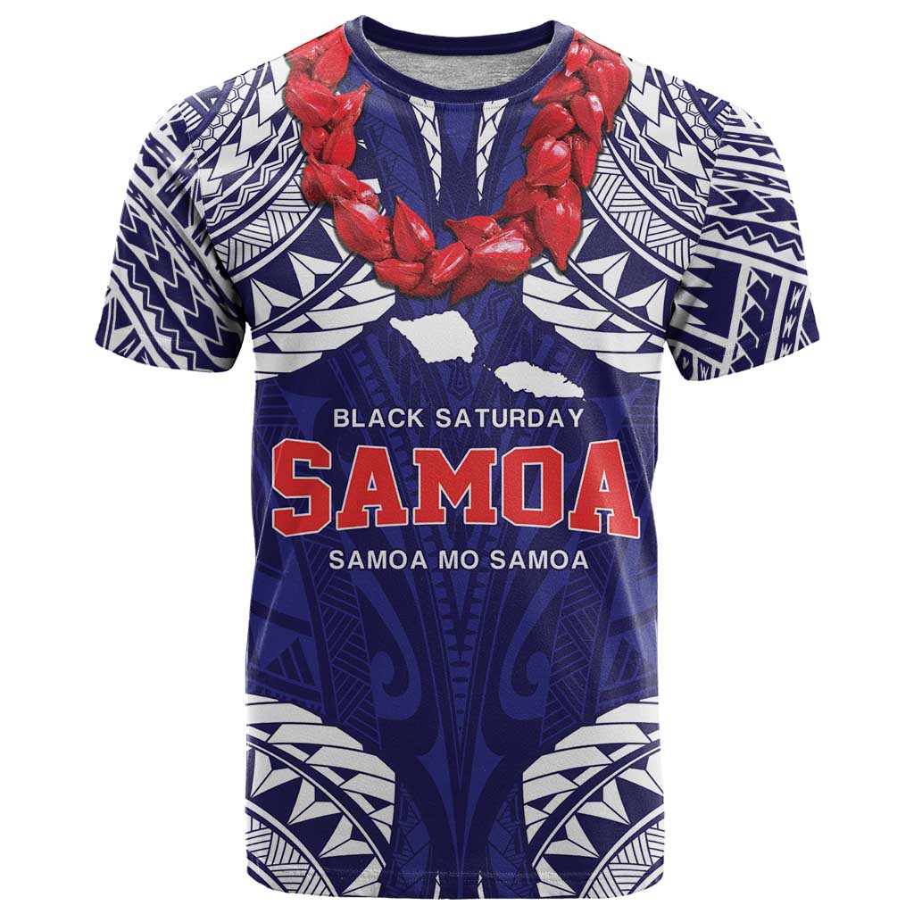 Samoa Black Saturday T Shirt Samoa mo Samoa with Blue Ula Fala