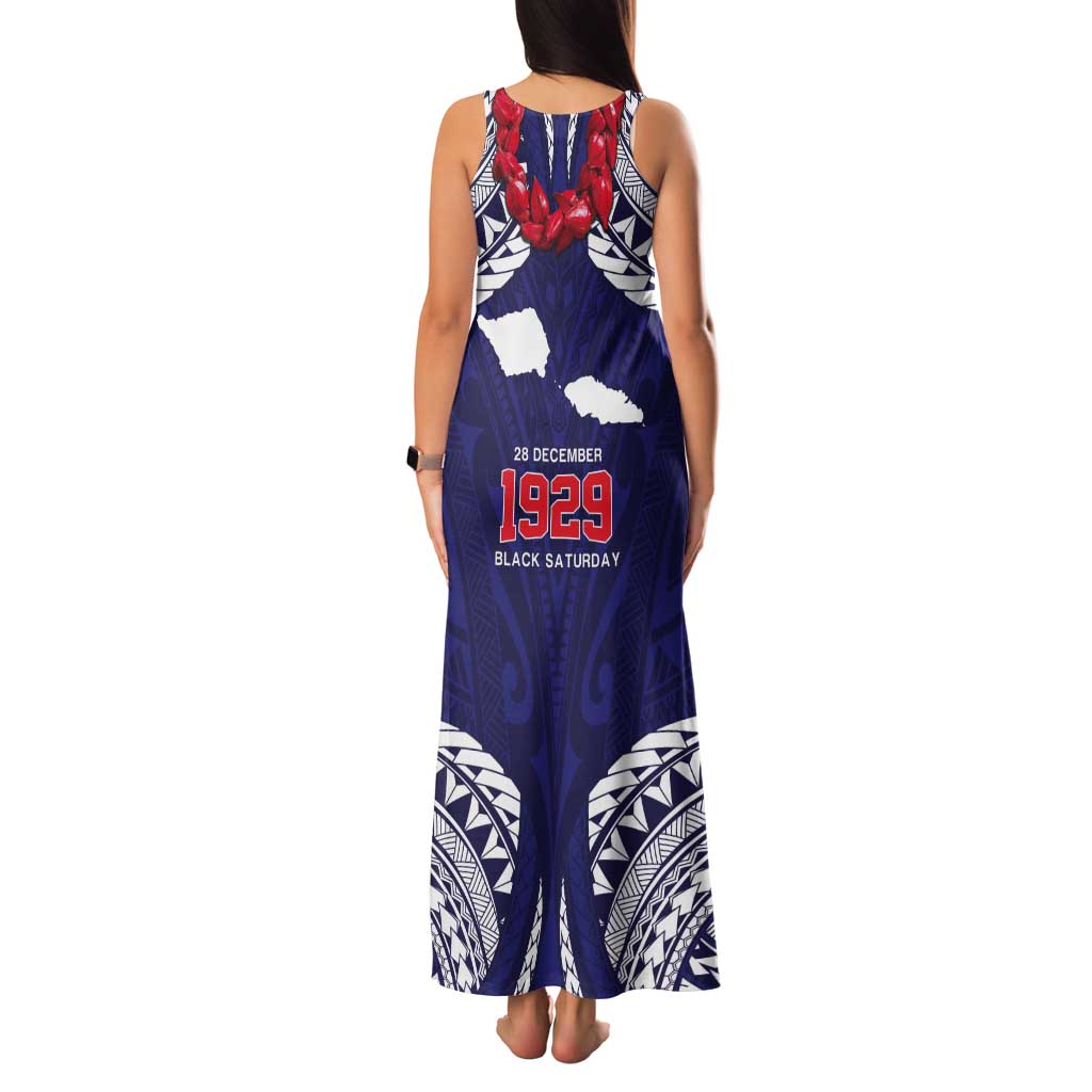 Samoa Black Saturday Tank Maxi Dress Samoa mo Samoa with Blue Ula Fala