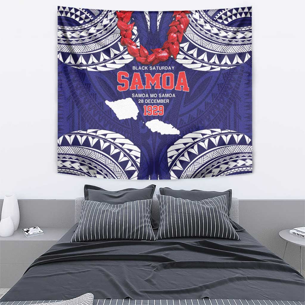 Samoa Black Saturday Tapestry Samoa mo Samoa with Blue Ula Fala
