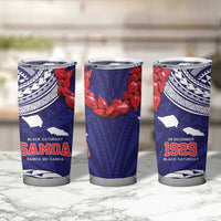 Samoa Black Saturday Tumbler Cup Samoa mo Samoa with Blue Ula Fala