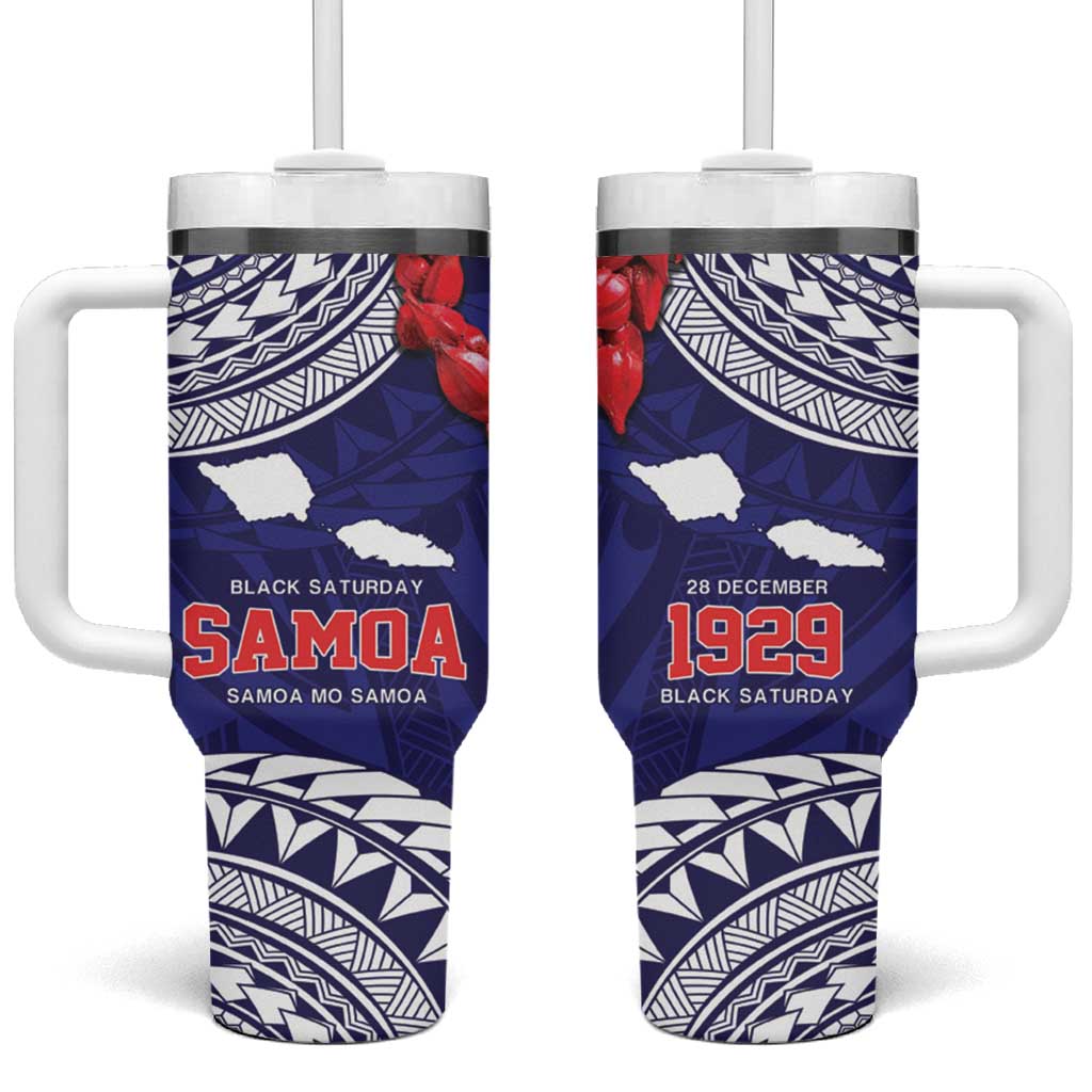 Samoa Black Saturday Tumbler With Handle Samoa mo Samoa with Blue Ula Fala