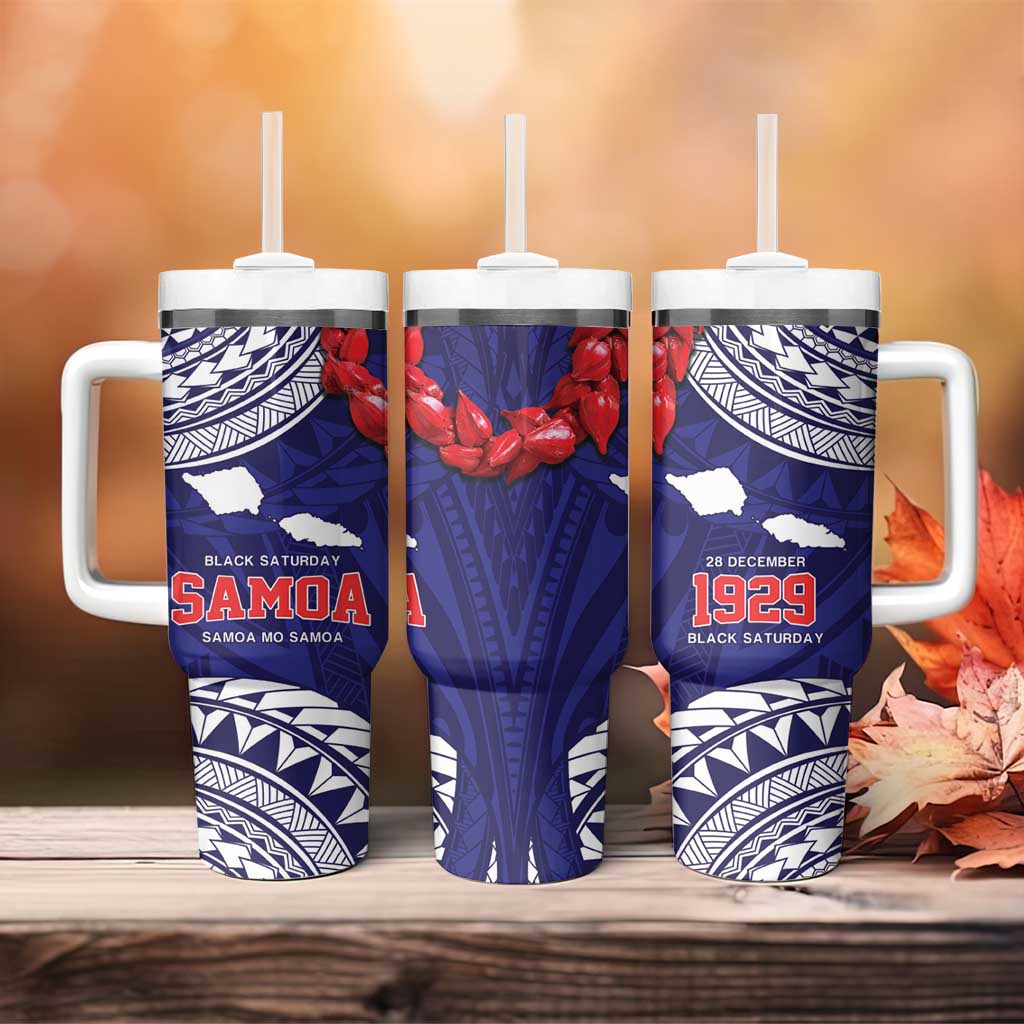 Samoa Black Saturday Tumbler With Handle Samoa mo Samoa with Blue Ula Fala