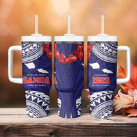 Samoa Black Saturday Tumbler With Handle Samoa mo Samoa with Blue Ula Fala