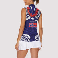 Samoa Black Saturday Women Sleeveless Polo Shirt Samoa mo Samoa with Blue Ula Fala