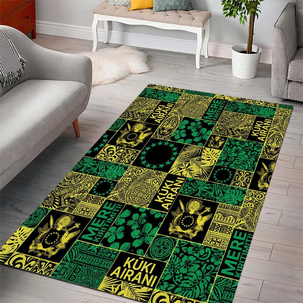 Cook Islands Mere Kiritimiti Area Rug Pacific Patchwork Xmas Vibes - Polynesian Pride