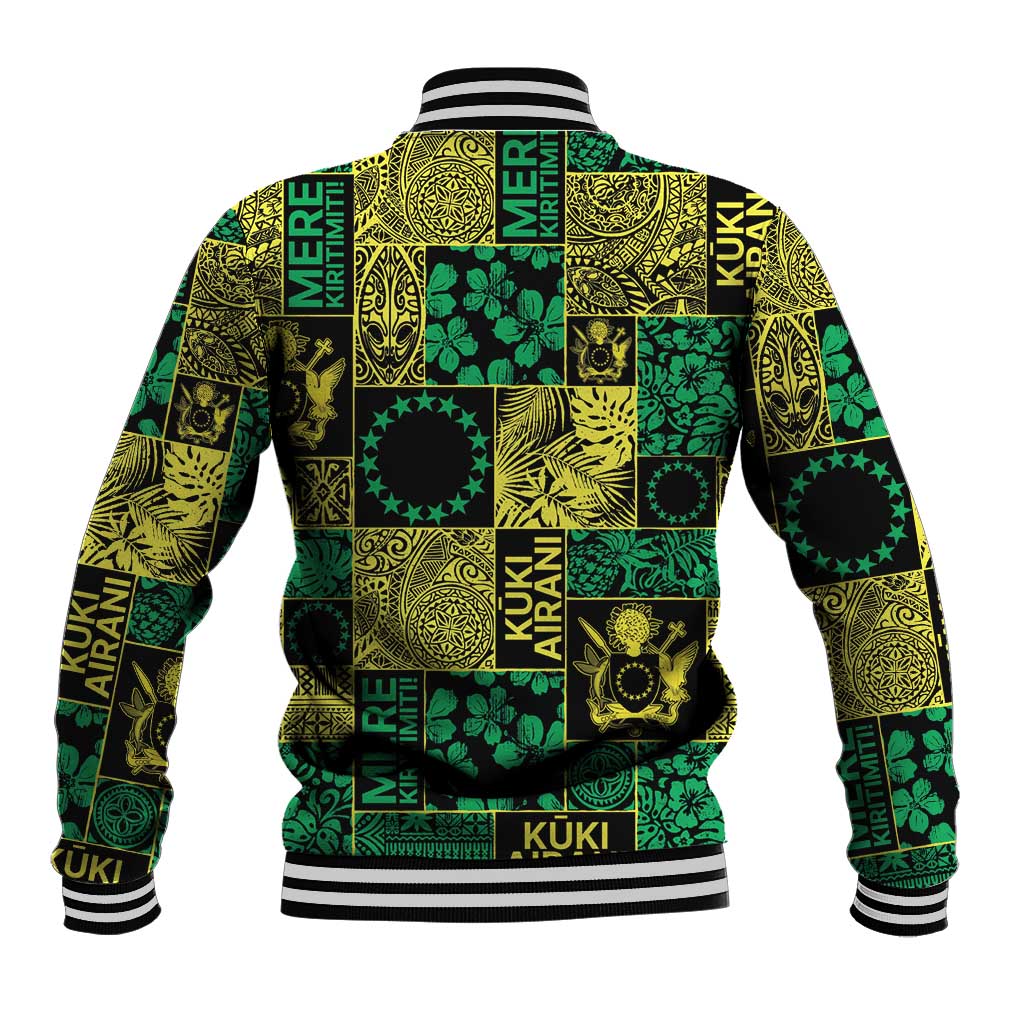 Cook Islands Mere Kiritimiti Baseball Jacket Pacific Patchwork Xmas Vibes - Polynesian Pride