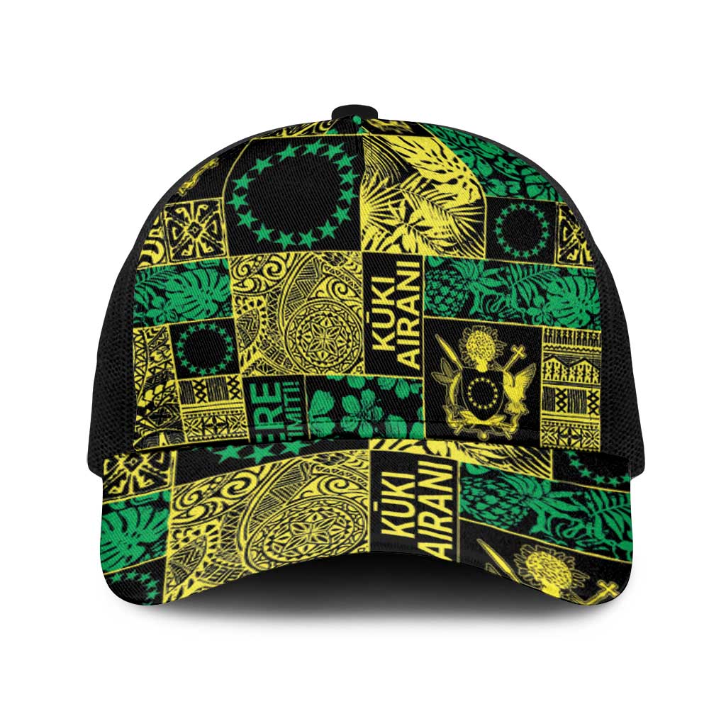 Cook Islands Mere Kiritimiti Baseball Net Cap Pacific Patchwork Xmas Vibes - Polynesian Pride