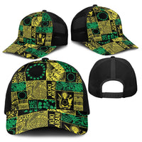 Cook Islands Mere Kiritimiti Baseball Net Cap Pacific Patchwork Xmas Vibes - Polynesian Pride