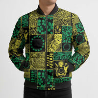 Cook Islands Mere Kiritimiti Bomber Puffer Jacket Pacific Patchwork Xmas Vibes - Polynesian Pride