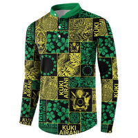Cook Islands Mere Kiritimiti Button Sweatshirt Pacific Patchwork Xmas Vibes - Polynesian Pride