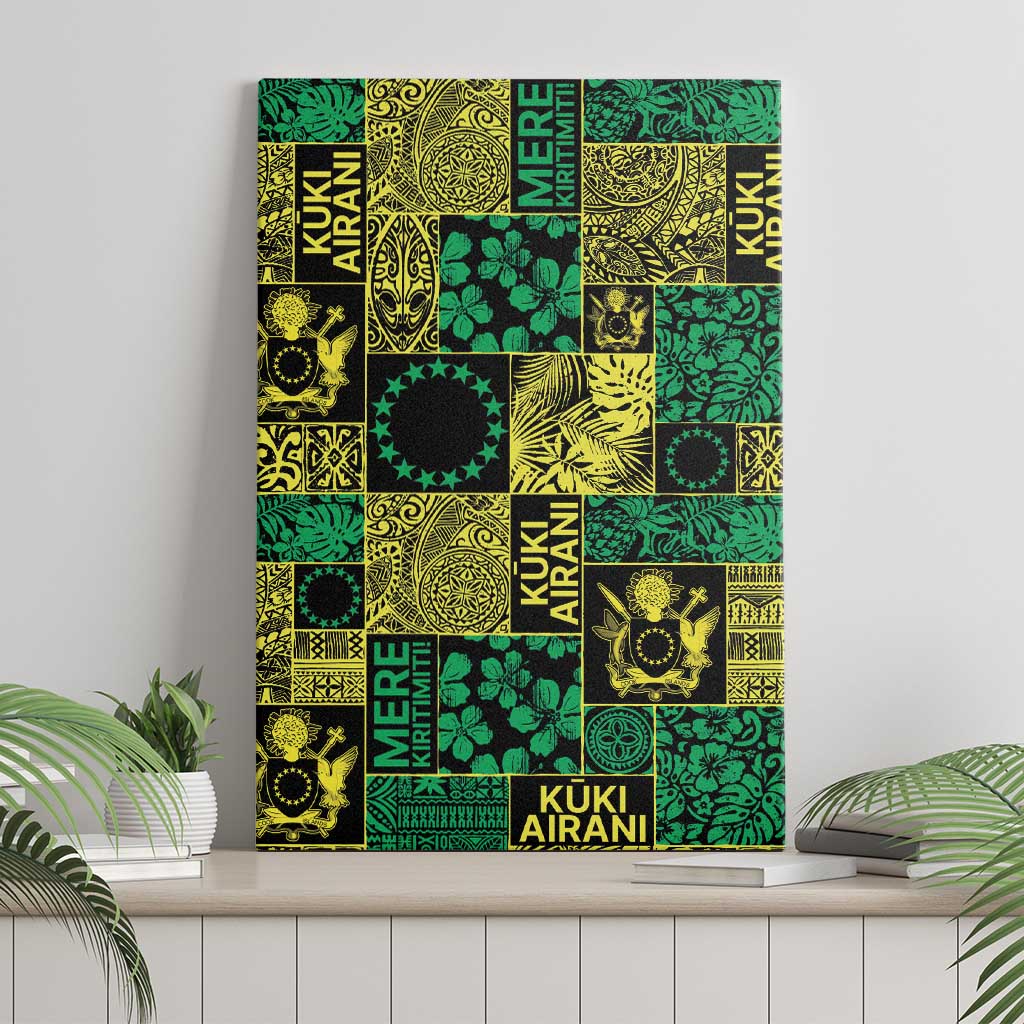 Cook Islands Mere Kiritimiti Canvas Wall Art Pacific Patchwork Xmas Vibes - Polynesian Pride