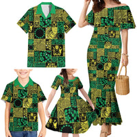 Cook Islands Mere Kiritimiti Family Matching Mermaid Dress and Hawaiian Shirt Pacific Patchwork Xmas Vibes - Polynesian Pride