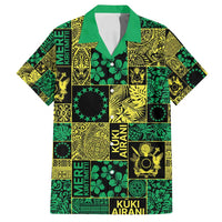 Cook Islands Mere Kiritimiti Family Matching Off Shoulder Short Dress and Hawaiian Shirt Pacific Patchwork Xmas Vibes - Polynesian Pride