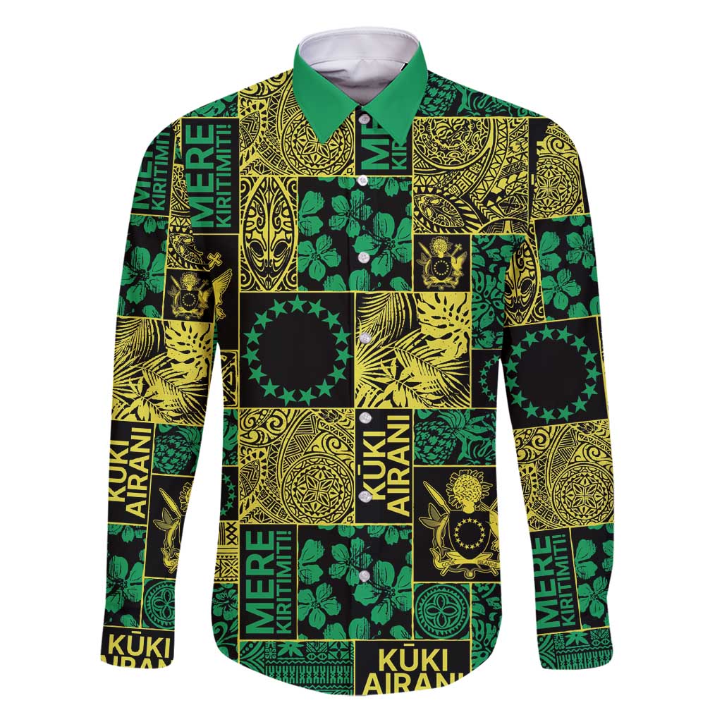 Cook Islands Mere Kiritimiti Family Matching Off Shoulder Short Dress and Hawaiian Shirt Pacific Patchwork Xmas Vibes - Polynesian Pride