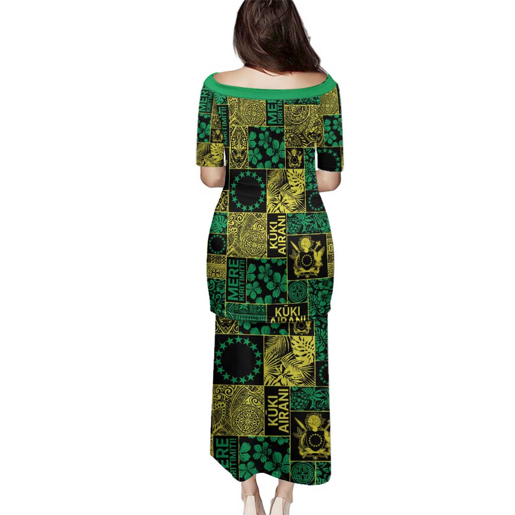 Cook Islands Mere Kiritimiti Family Matching Puletasi and Hawaiian Shirt Pacific Patchwork Xmas Vibes - Polynesian Pride