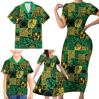 Cook Islands Mere Kiritimiti Family Matching Short Sleeve Bodycon Dress and Hawaiian Shirt Pacific Patchwork Xmas Vibes - Polynesian Pride