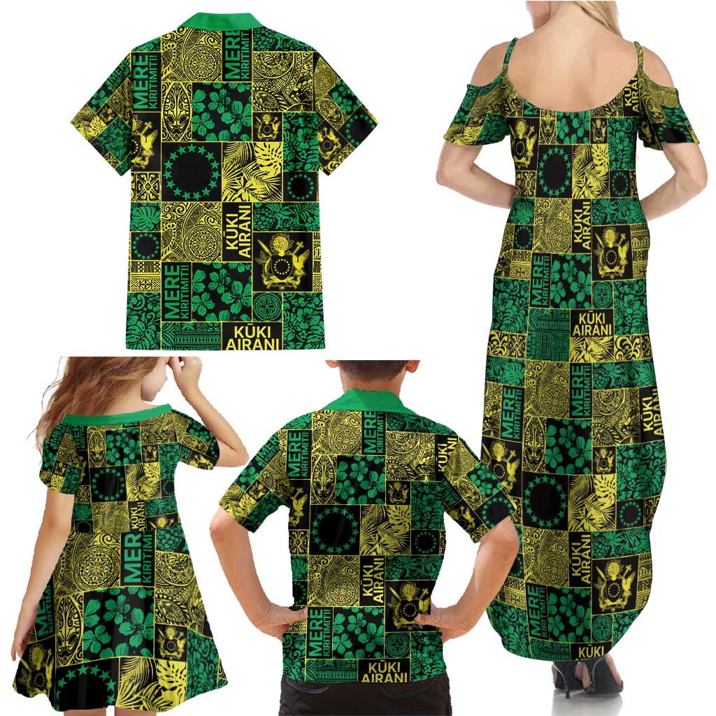 Cook Islands Mere Kiritimiti Family Matching Summer Maxi Dress and Hawaiian Shirt Pacific Patchwork Xmas Vibes - Polynesian Pride