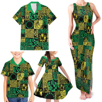 Cook Islands Mere Kiritimiti Family Matching Tank Maxi Dress and Hawaiian Shirt Pacific Patchwork Xmas Vibes - Polynesian Pride