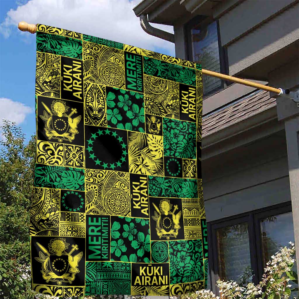 Cook Islands Mere Kiritimiti Garden Flag Pacific Patchwork Xmas Vibes - Polynesian Pride