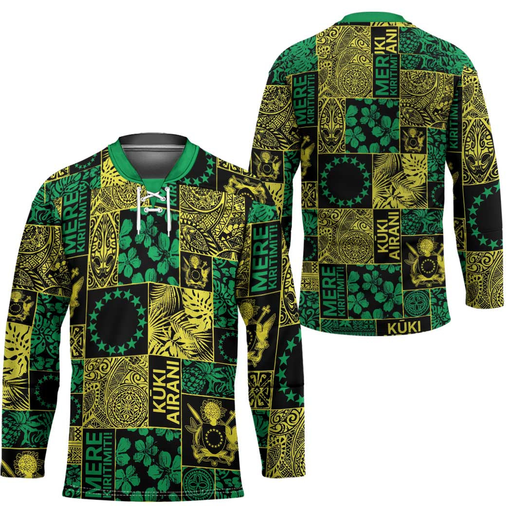 Cook Islands Mere Kiritimiti Hockey Jersey Pacific Patchwork Xmas Vibes - Polynesian Pride