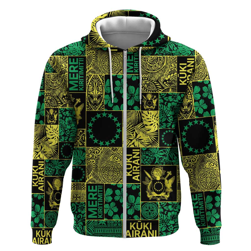 Cook Islands Mere Kiritimiti Hoodie Pacific Patchwork Xmas Vibes - Polynesian Pride