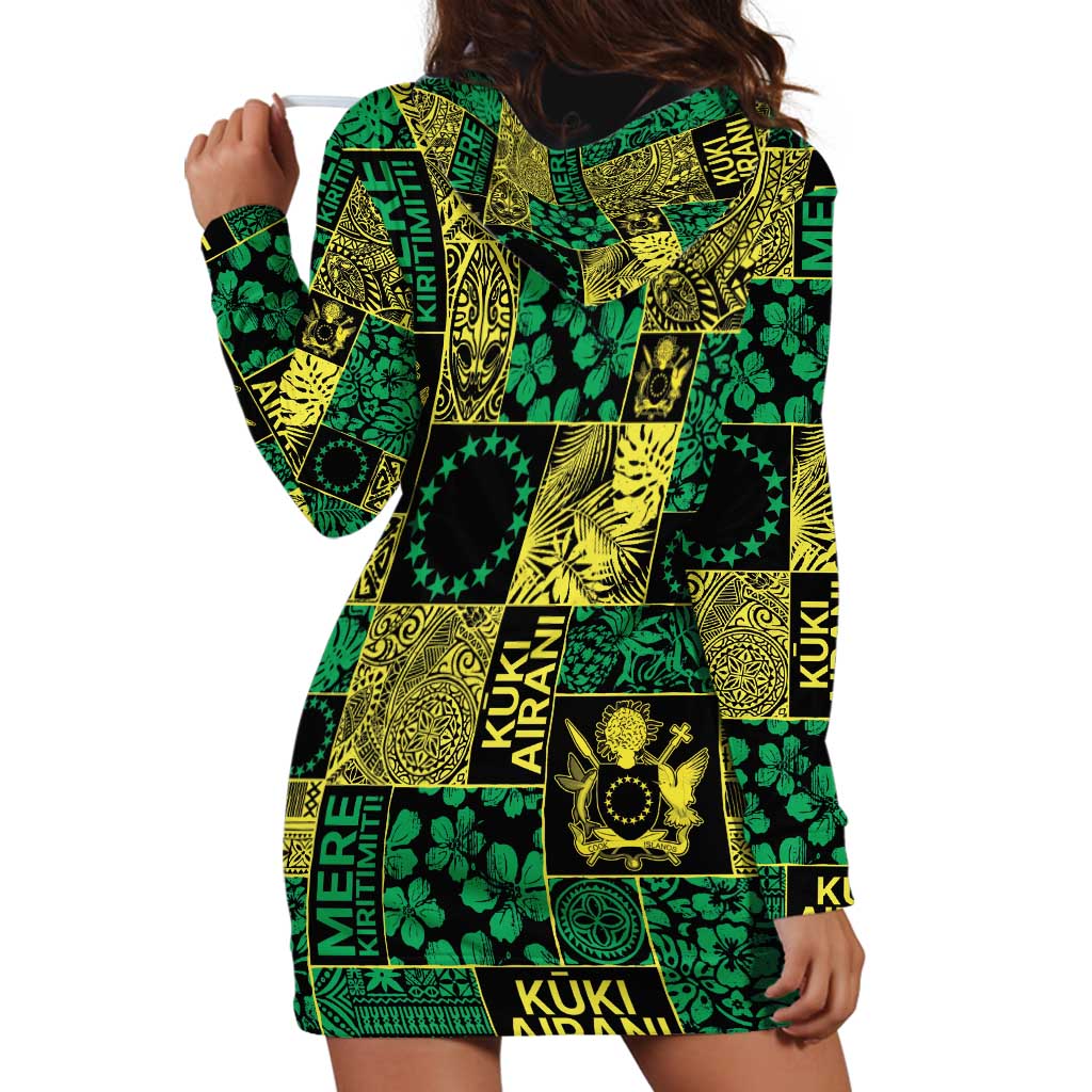 Cook Islands Mere Kiritimiti Hoodie Dress Pacific Patchwork Xmas Vibes - Polynesian Pride