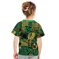 Cook Islands Mere Kiritimiti Kid T Shirt Pacific Patchwork Xmas Vibes - Polynesian Pride